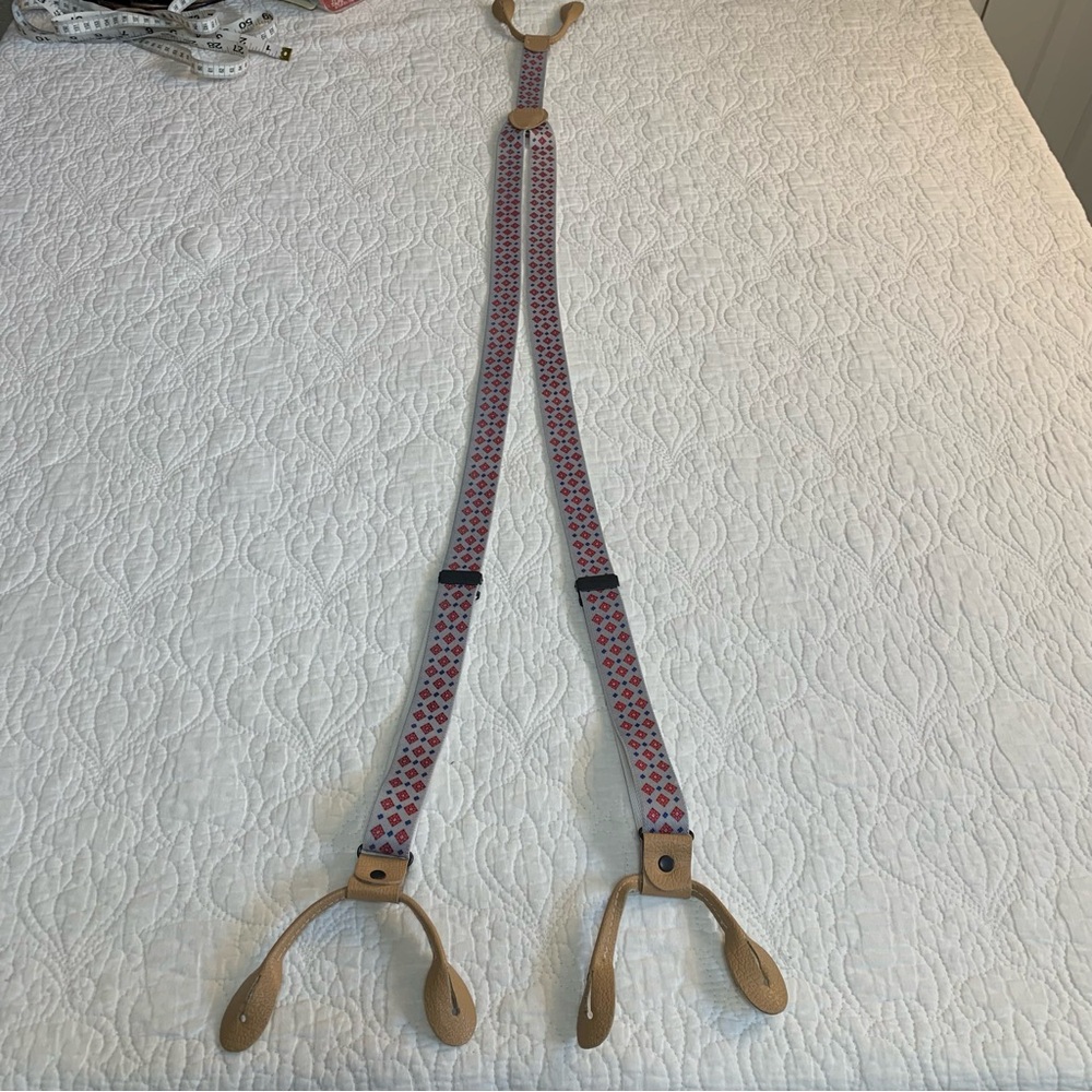 Source Unknown Red and Blue Patterned Suspenders
